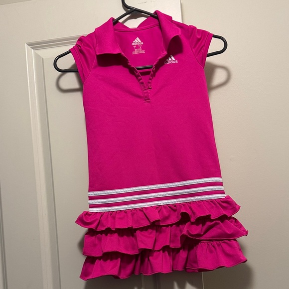 Adidas Kids Pink Ruffle Polo Dress - Picture 1 of 6